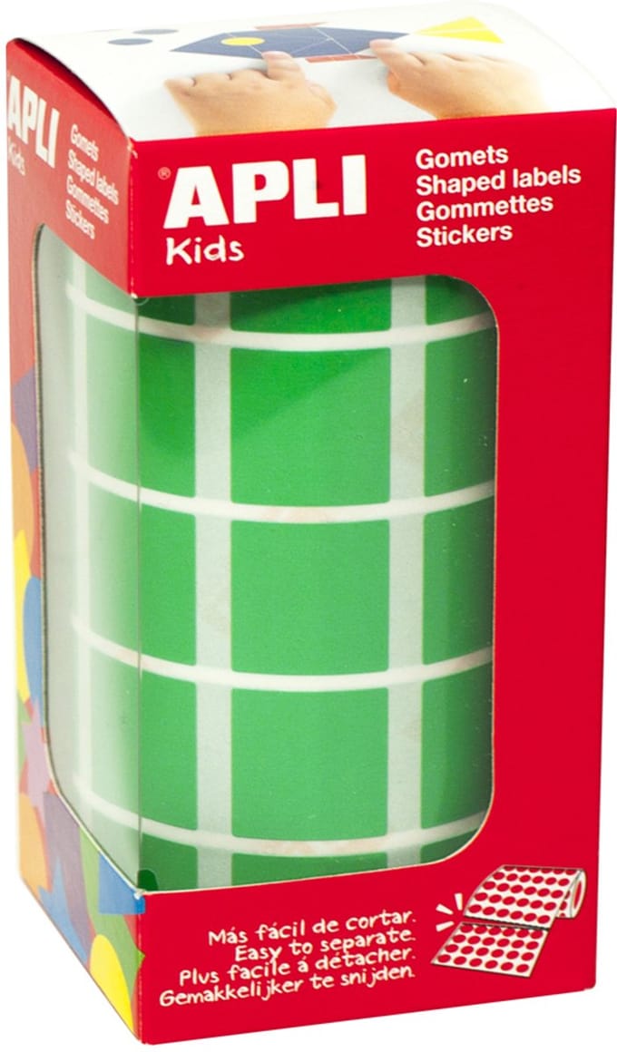 APLI Kids stickers Creative 'Quadraat', op rol, groen