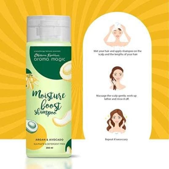Aroma Magic Moisture Boost Shampoo for Dry & chemical treated hair| with Argan Oil, Avocado & Grapefruit Extracts - 200ml beige