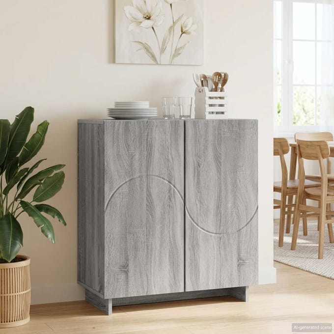 vidaXL - Dressoir - Grijs - Sonoma - 67 - x - 34,5 - x - 75 - cm - Bewerkt - hout