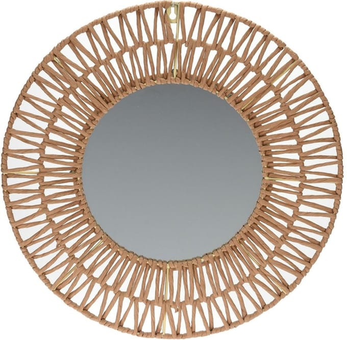 Spiegel - rond - naturel - 45cm - met papier - wandspiegel