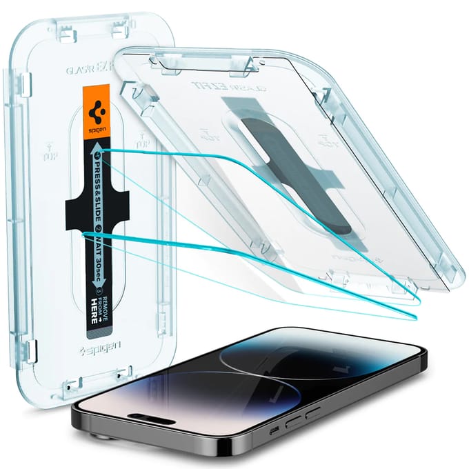 Spigen GLAStR EZ Fit Screenprotector 2 Pack + Applicator voor de Apple iPhone 14 Pro