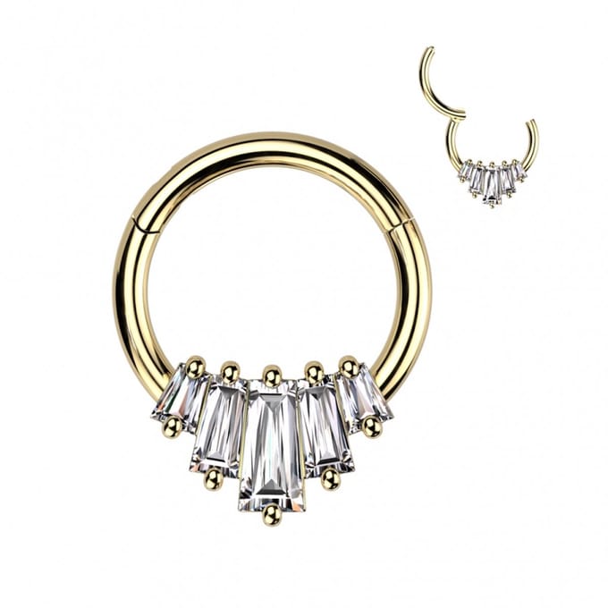 Piercing PVD 5 Baguette 1.2x10 - goud - LMPiercings
