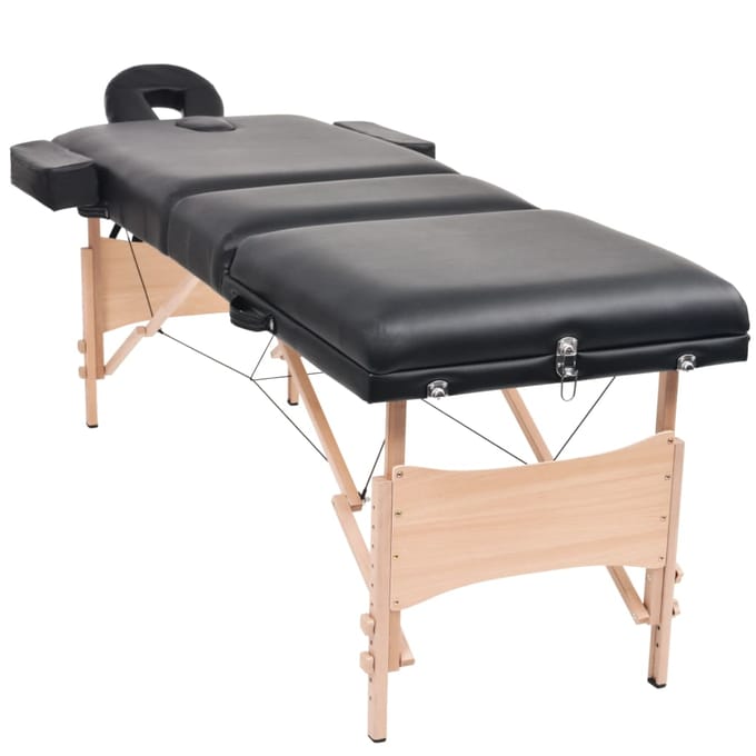 vidaXL - Massagetafel - inklapbaar - 3 - zones - 10 - cm - dik - zwart