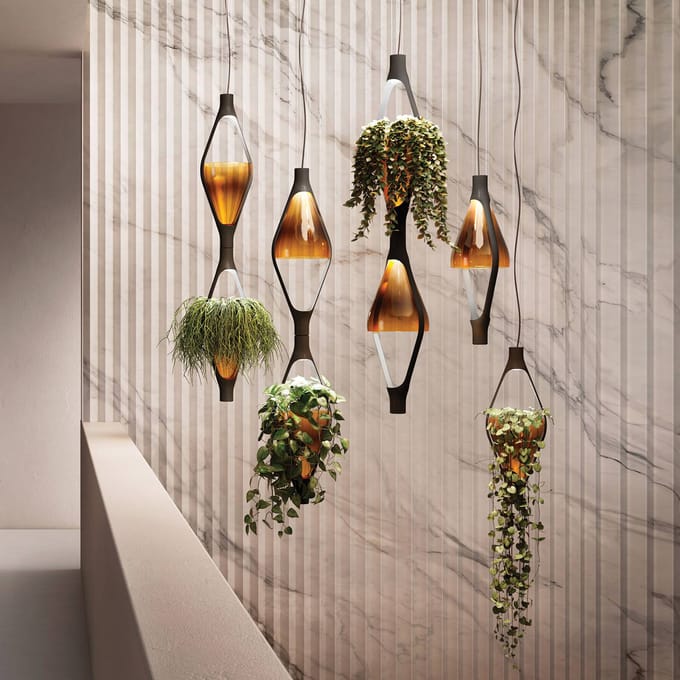 kdln LED hanglamp Viceversa, glas amber, 2-lamps