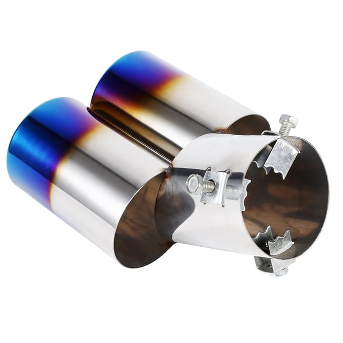 1 Stuks Universeel Roestvrij Staal Auto Achter Dubbele Uitlaten Uitlaatdemper Eindpijp Tip Eindpijp gray