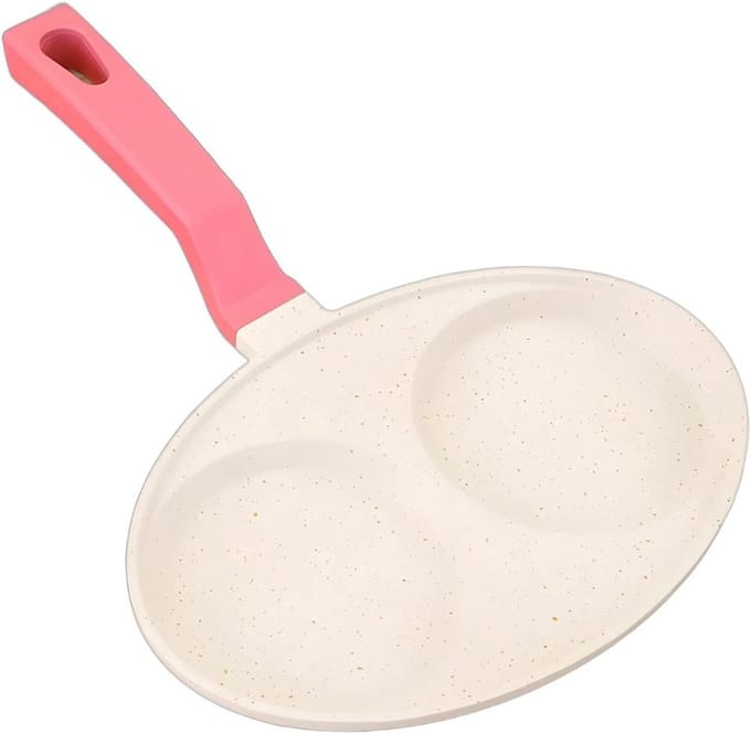 Eierpan - Koekenpan Omeletpan - Ontbijt Bakken - Dubbele Kopjes - 29x21.5x2 cm - Wit