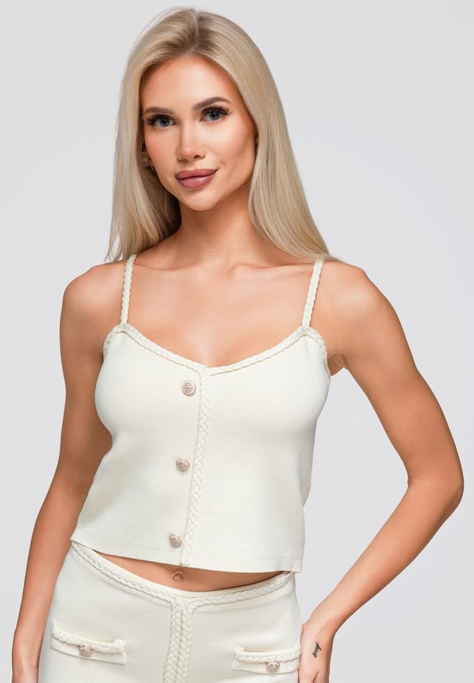 OMBRE Blouse - Slim Fit - Viscose - Effen Crème M/L