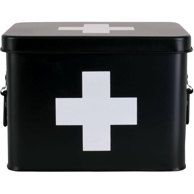 Present Time Medicijnkist - Medium - Metaal Mat Zwart - 21,5x15,5x16cm - Scandinavisch