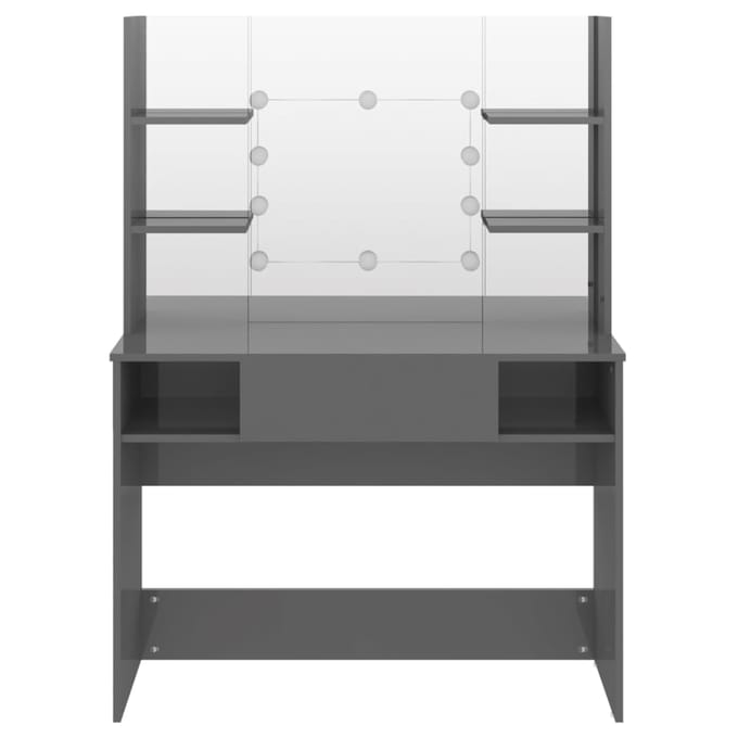 vidaXL - Kaptafel - met - LED-verlichting - 100x40x135 - cm - MDF - glanzend - grijs
