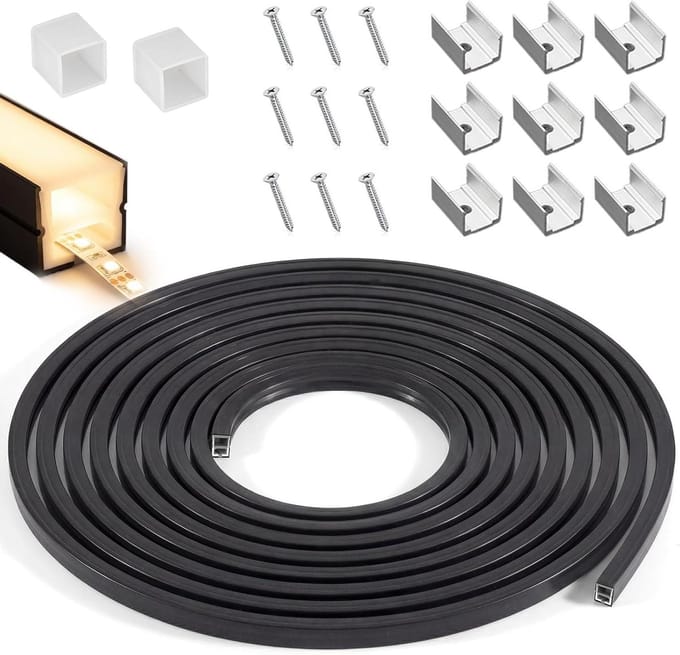 Ledstrip Profiel - Diffuserkanaal Flexibel - Verlichting Afdekken - Waterdicht IP67 - 3 Meter - Zwart