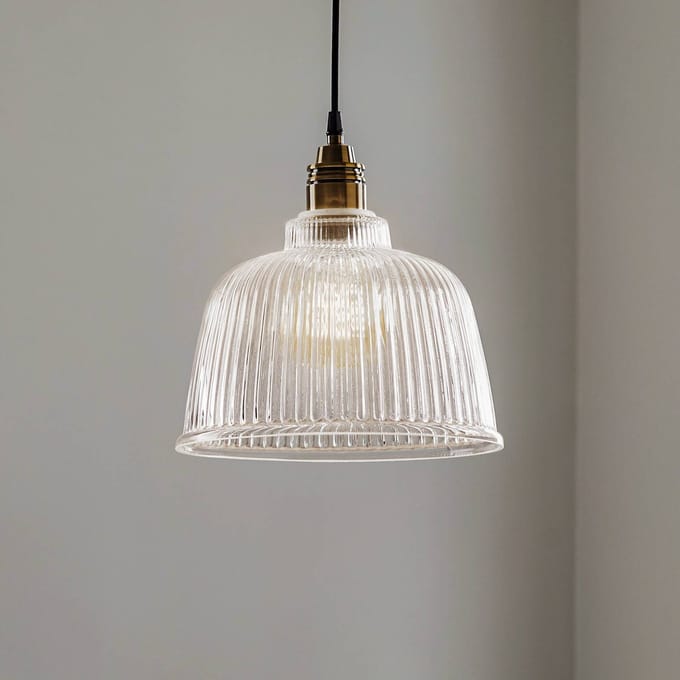 Euluna - hanglamp - 1licht - Metaal, glas - E27 - oud messing, helder