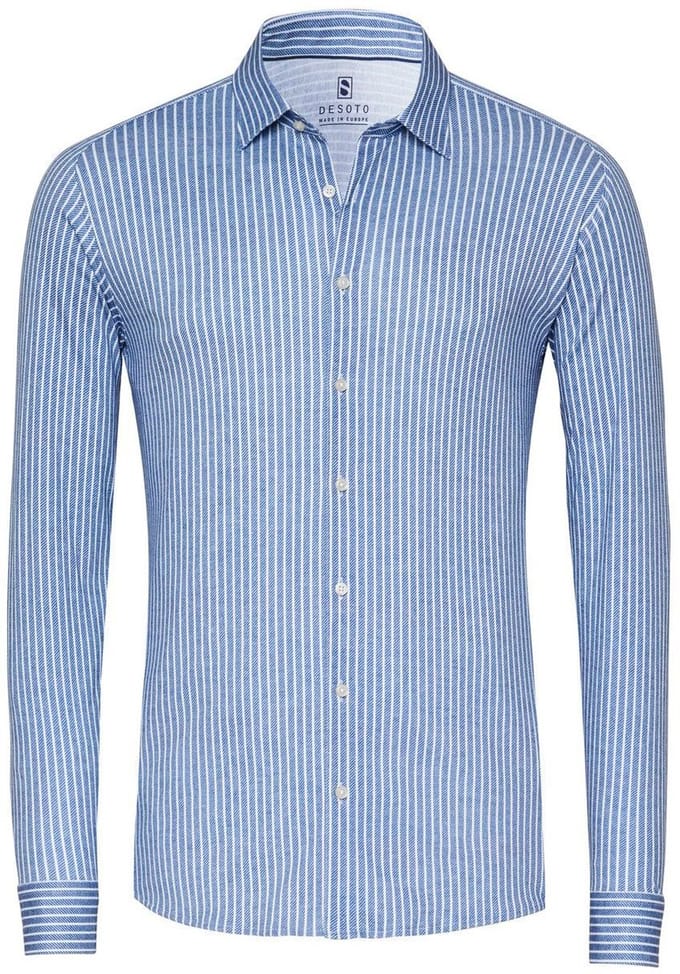 Desoto Overhemd Twill Stripe Pattern Casual Kent Blauw / male