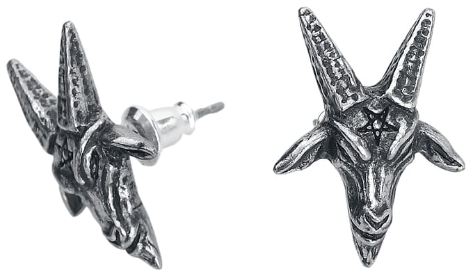 Alchemy Gothic - Gothic Oorstekerset - Baphomet Studs - voor Vrouwen - zilverkleurig