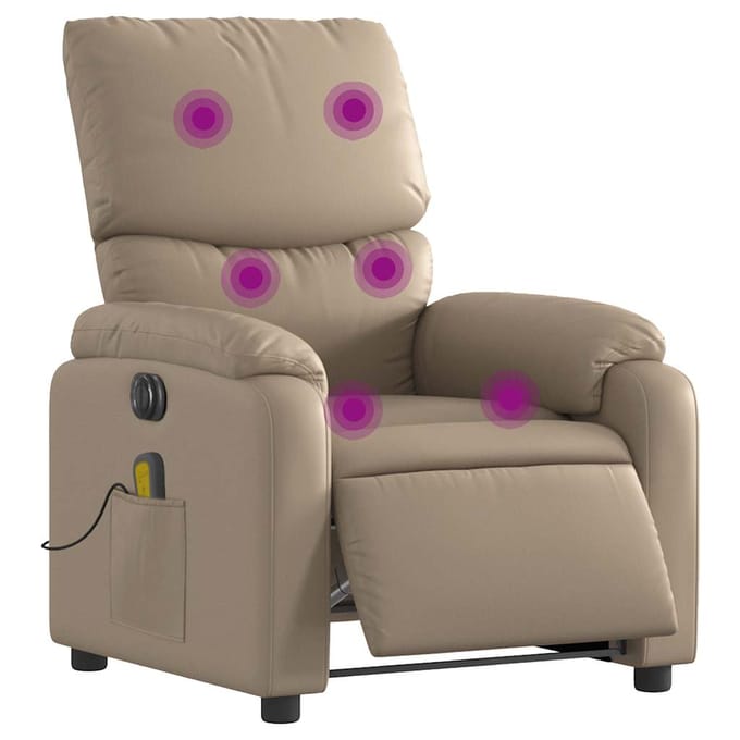 vidaXL - Massagestoel - verstelbaar - elektrisch - kunstleer - cappuccinokleurig