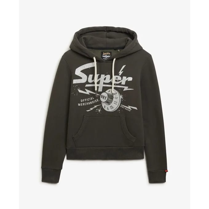 Superdry Band Merch Hoodie Black Grootte: 44
