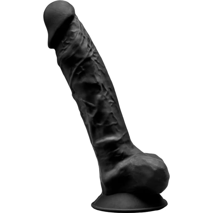 SILEXD - Realistische Dildo met Testikels - 23 x 4,4 cm - Zwart