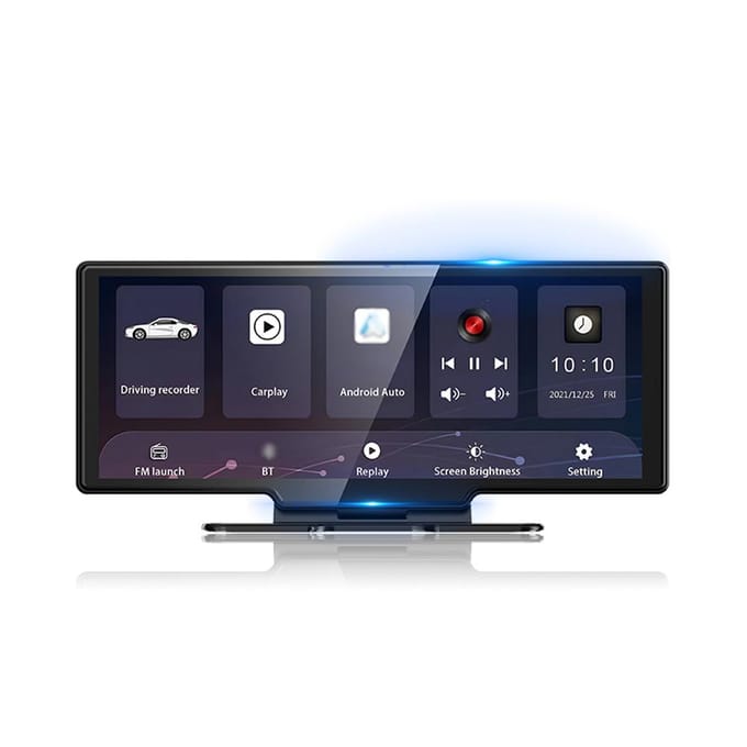 4K DVR Dash Camera Voor- en Achteruitrijrecorder met 10,26 Inch Touchscreen voor Carplay Android zwart