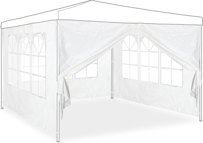 zijwand partytent - set van 4 - 2x3 m - met raam en rits - waterdicht - PVC - PE - wit