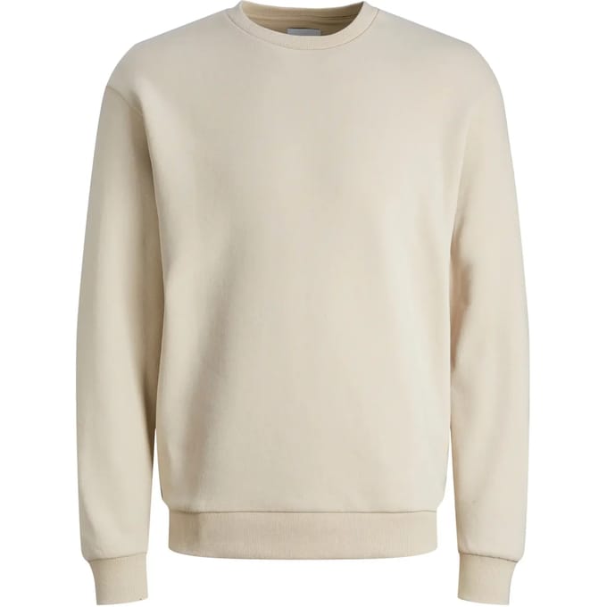 JACK & JONES Bradley sweat crew regular fit - heren sweatshirt katoenmengsel met O-hals - beige