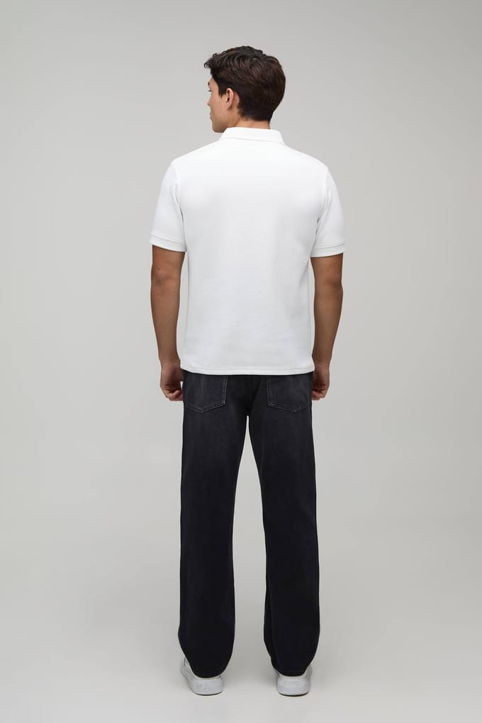 Slim Premium Interlock Polo Met Ritssluiting Bij De Hals | White | Size Large