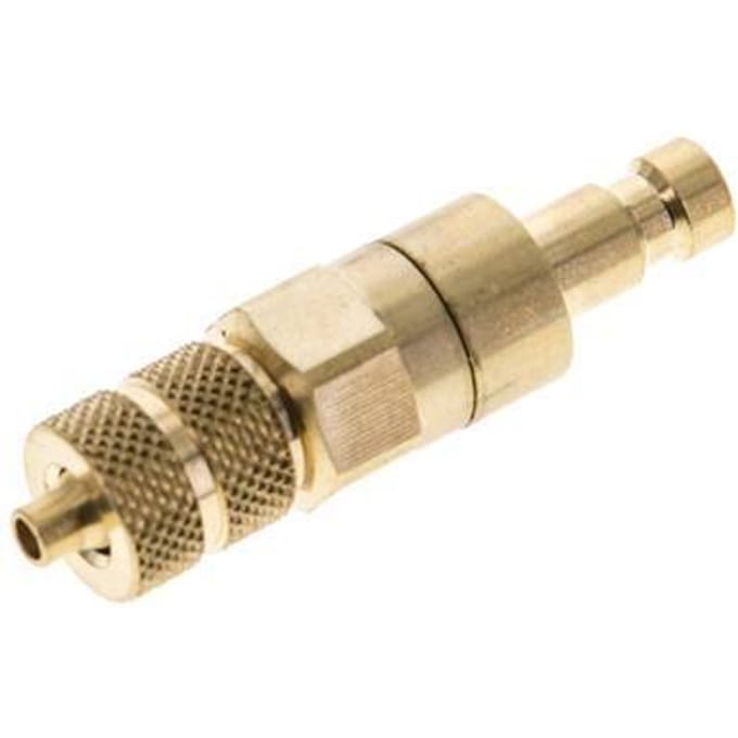 Messing DN 2.7 (Micro) Luchtkoppeling Insteeknippel 3x4.3 mm Push-On Double Shut-Off - CLP2-N-B-SV-P-3