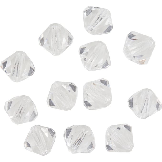 Glas geslepen glitterkralen, 6 mm - Crystal
