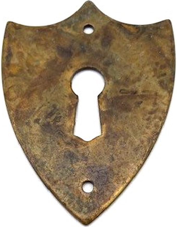 Sleutelplaat Messing Antiek Wapenschild Groot 42x57mm