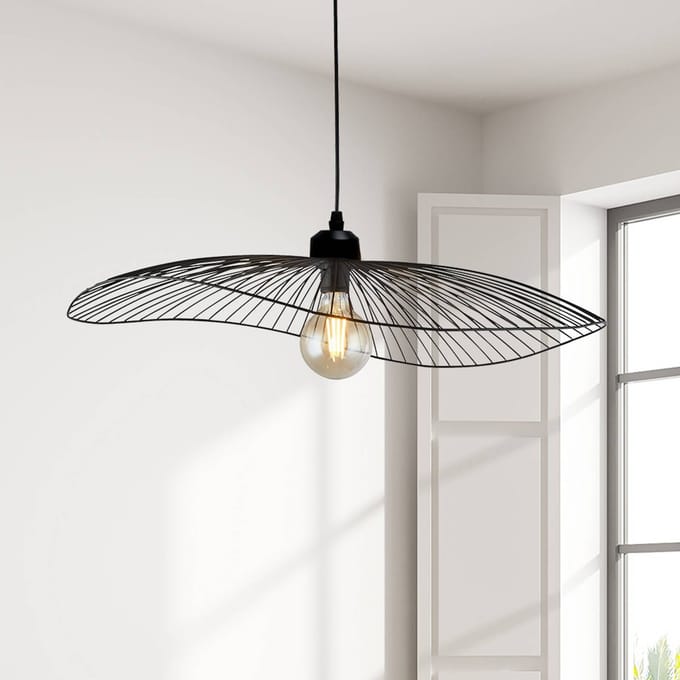 Searchlight Hanglamp Wave, zwart, Ø 71 cm, metaal