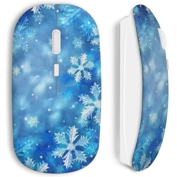 Souris sans fil - Neige - Bleu - Clé USB wifi incluse - Compatible Mac et PC - Technologie sans fil