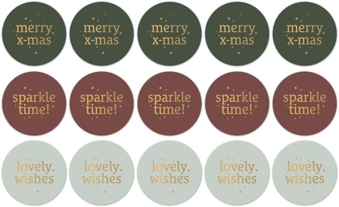 9x Sticker Kerst Groen Bordeaux Rood en Sali