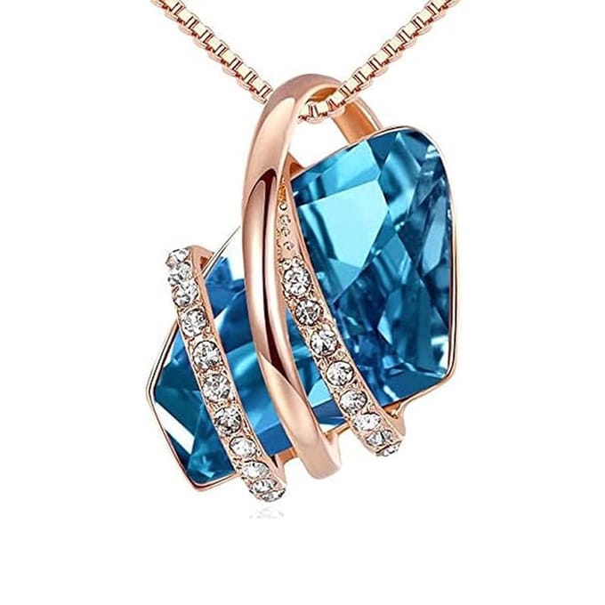 QoF Kristal Steen Blauw – Ketting Lengte 45cm