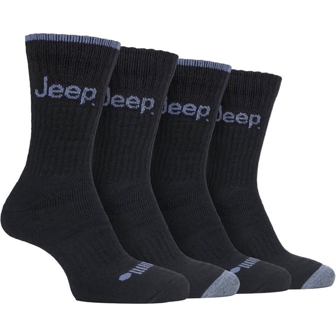 Jeep - 4-pack anti-blaar luxe laarzensokken voor heren - Zwart / Houtskool