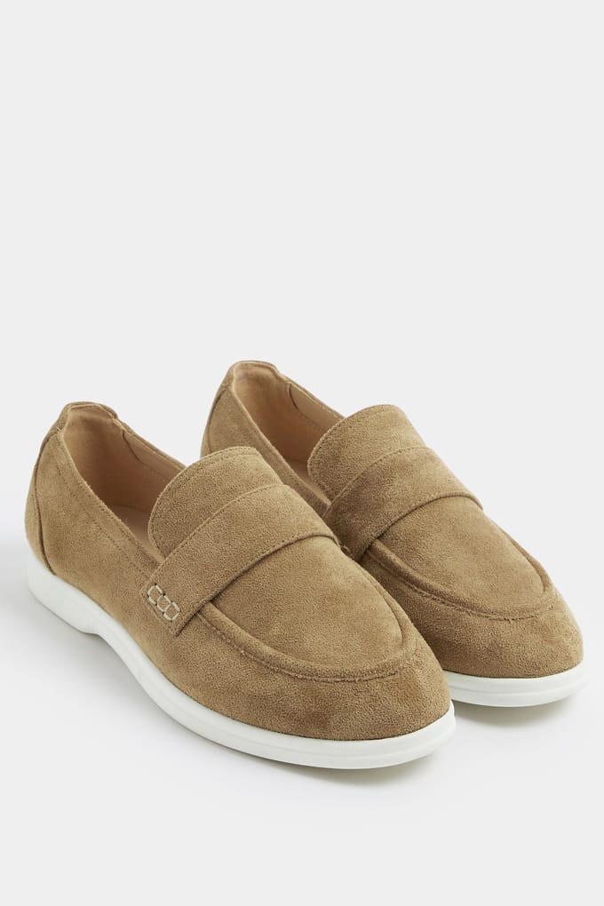 Yours Naturelbruine Imitatiesuède Loafers In Extra Brede Pasvorm Eeesize 37EEE