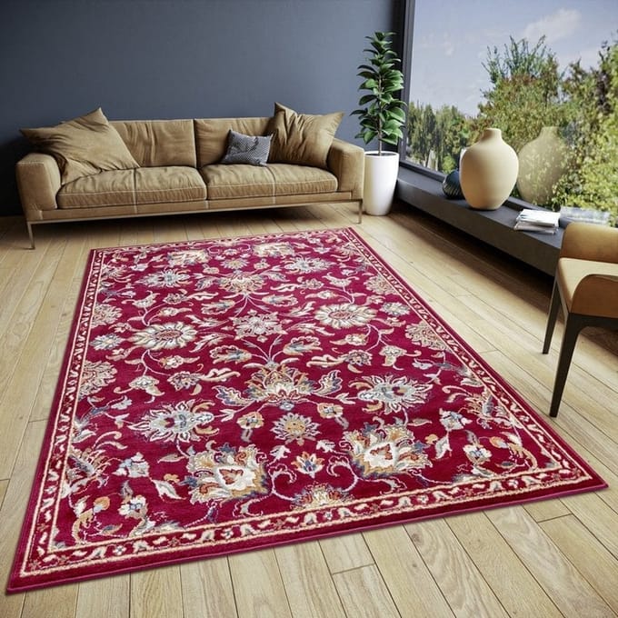 Flycarpets Klassiek Vloerkleed - Caracci - Rood / Multi - 80x120 cm