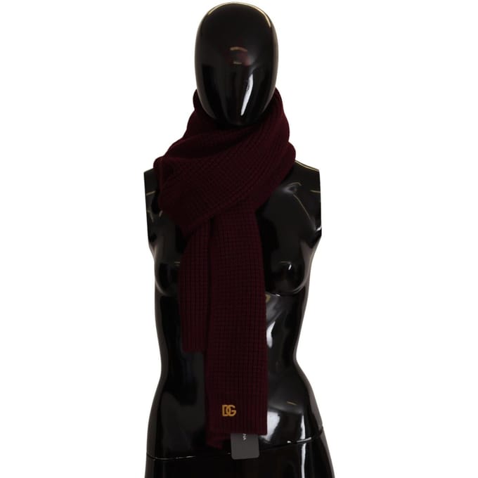 Dolce & Gabbana Dark Red Cashmere Logo Wrap Shawl Gebreide damesjas