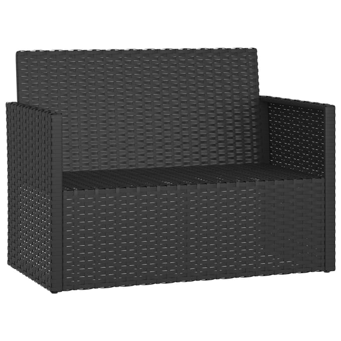 vidaXL - Tuinbank - met - kussens - 105 - cm - poly - rattan - zwart