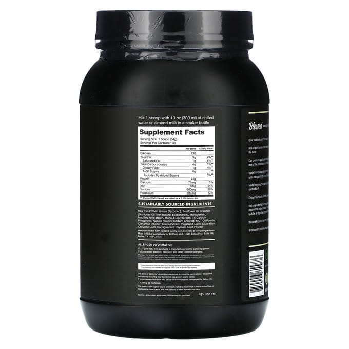 Blessed, Plantaardig Eiwit, Vanille Chai, 2.24lb 1.020g
