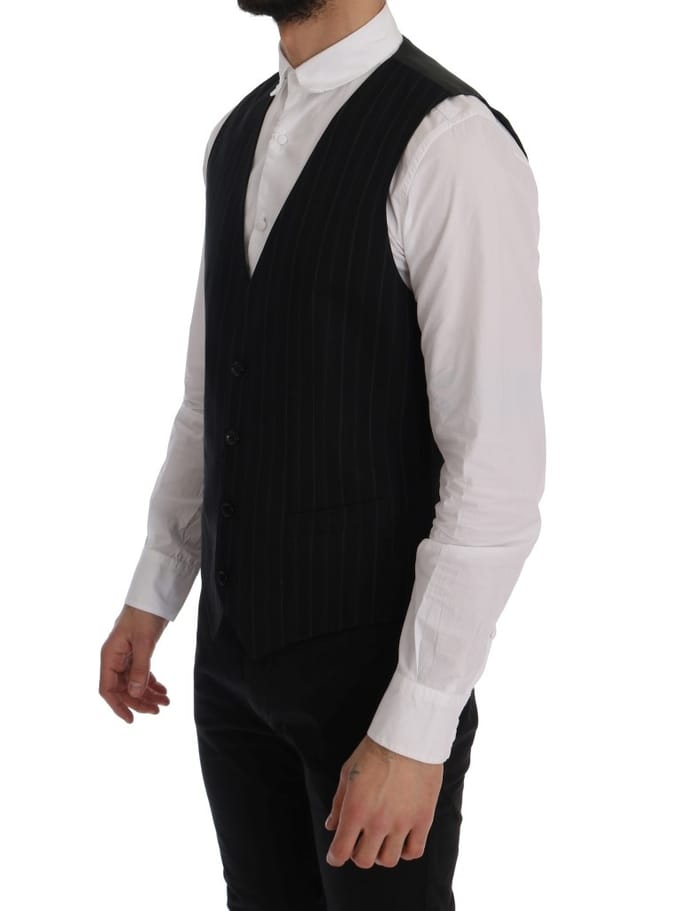 Zwarte Pinstripe Vest Formele Stijl