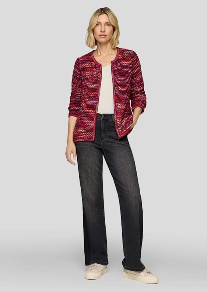Tricot jasje in multicolour - rood / paars / roze - Gr. 44 van Goldner Fashion