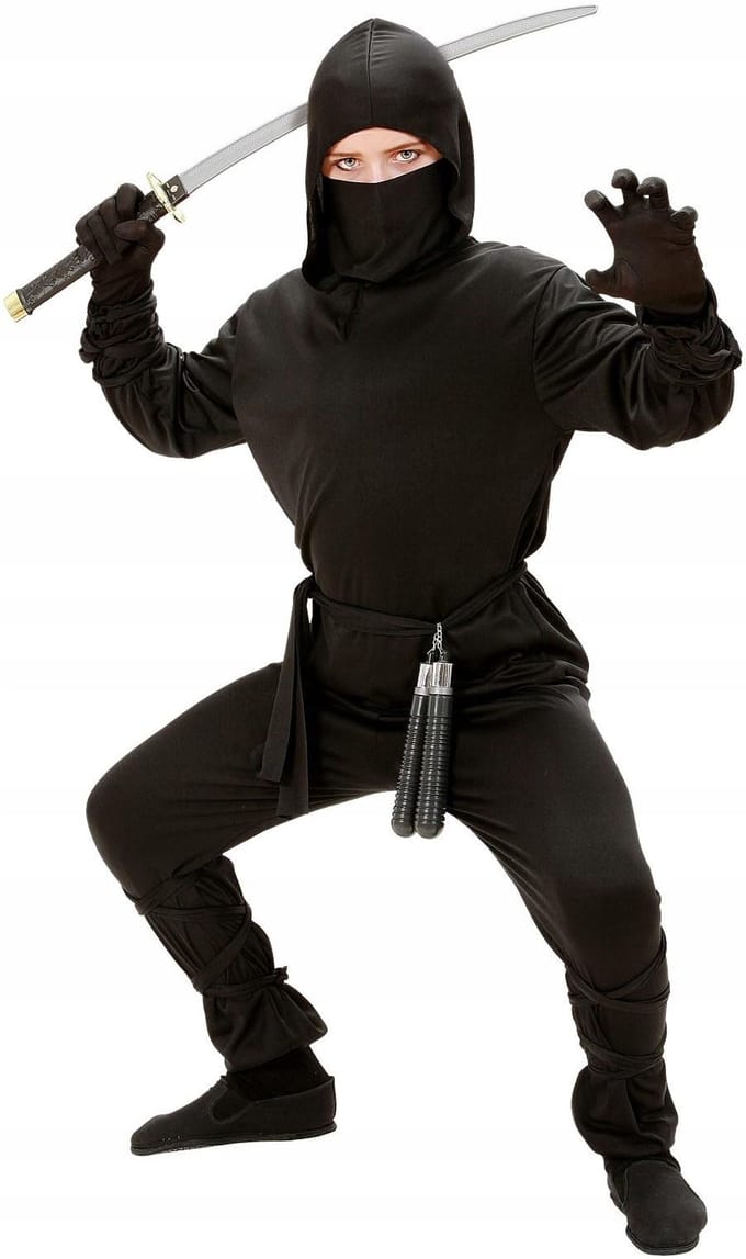 Costume Noir Ninja Guerrier Japonais Samouraï Carnaval Bal 4-5 Ans black