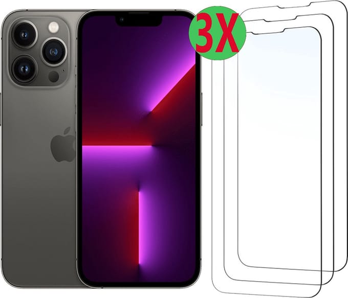 Apple iPhone 13 PRO MAX Screenprotector bescherming glas 9H geschikt voor iPhone 13 PRO MAX -3stuks