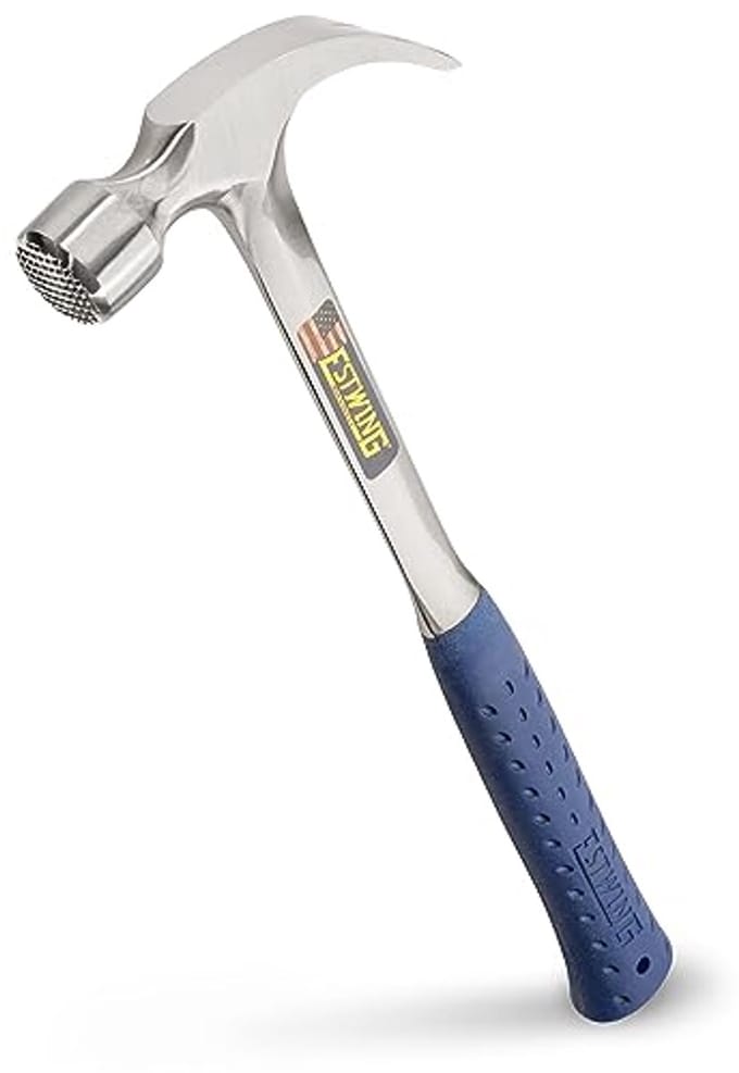 Klauenhamer met gebogen handvat - Ø 30mm, 615g, geruwde baan