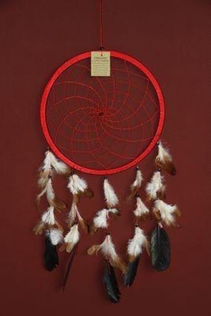 Dromenvanger / Dreamcatcher Ø26cm zonder kleintjes  - rood