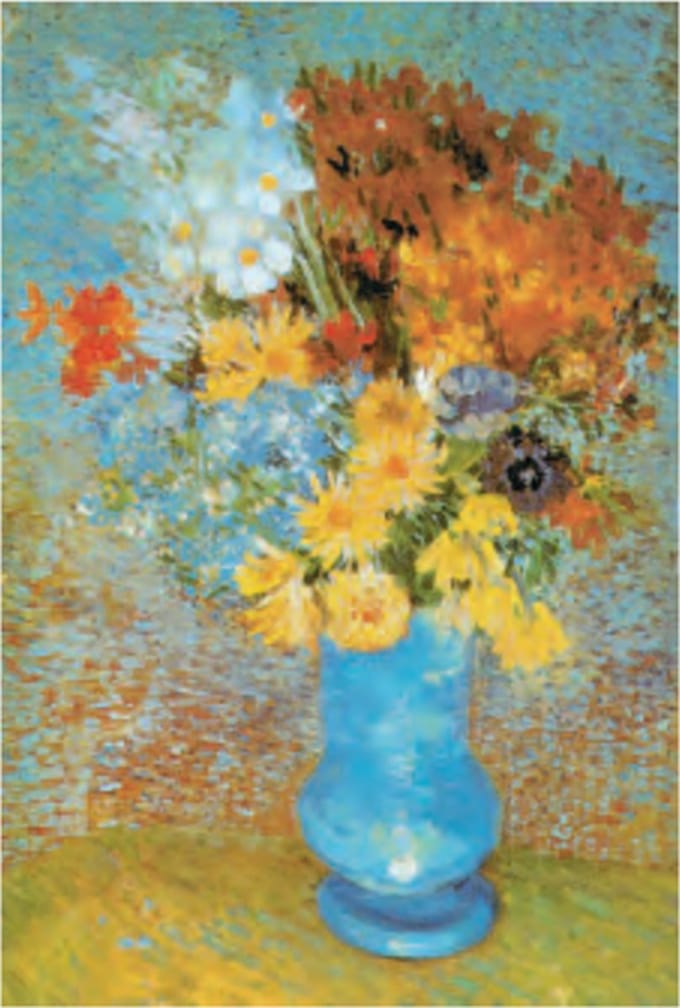 Mini kunstposter - Vincent van Gogh - Vaas met anemonen en margrieten - 24x30 cm