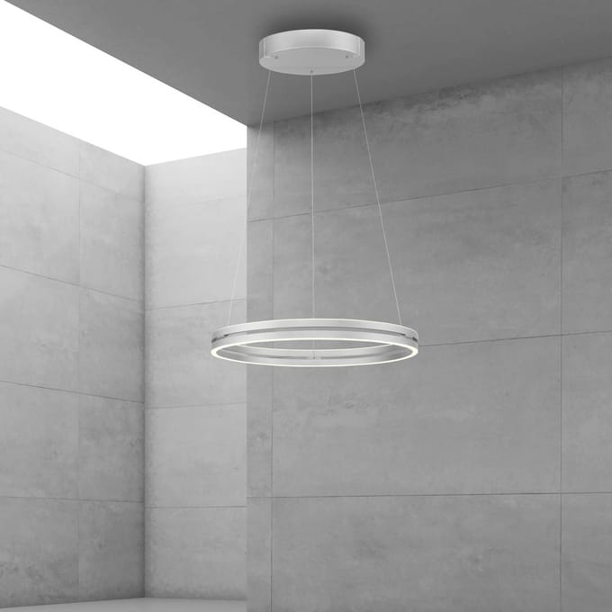 LED hanglamp PURE E-Loop, stone, Ø 70 cm, aluminium, CCT