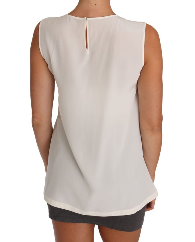 Dolce & Gabbana Witte Zijden Kristal Paillette Fee T-shirt