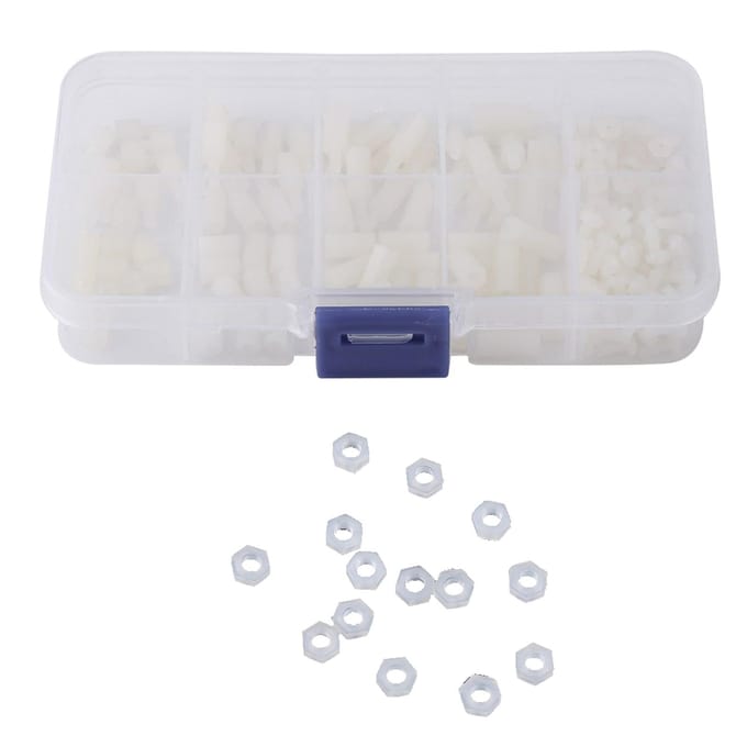 200 stuks M2.5 Nylon Mannelijk Vrouwelijk Zeskant Standoff Bouten Moeren Assortimentsset Met Plastic Doos