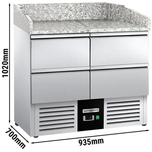 GGM Gastro Pizzakühltisch PREMIUM - 935x700mm - 4 Schubladen Zilver