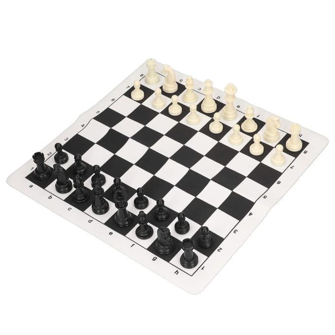 Jeu d'échecs Jeu d'échecs international en plastique Jeu de damier noir et blanc avec un sac de rangement white