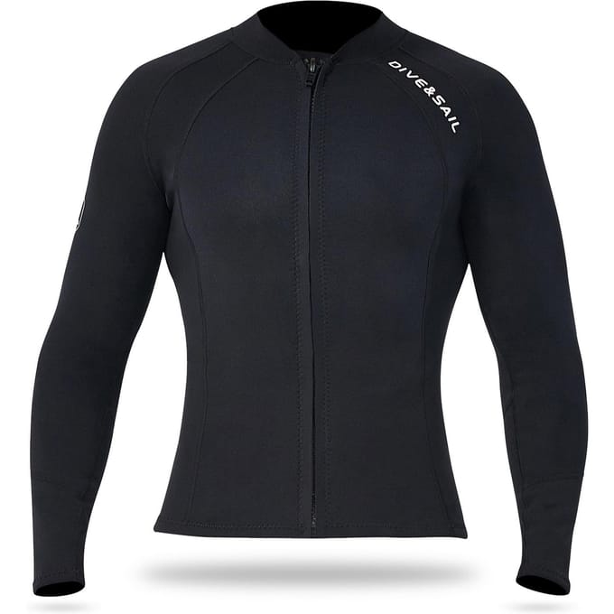 2 mm neopreen duiktop voor heren met ritssluiting aan de voorkant Wetsuits Jas met lange mouwen Wetsuit Top 3XL black